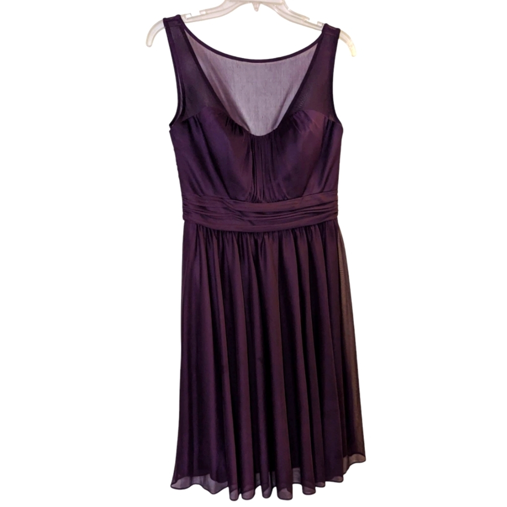 David’s Bridal Deep Plum Sweetheart Neckline Chiffon Dress, Lined, Size 8